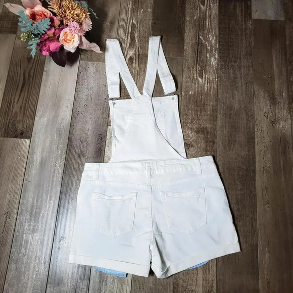 NWT WAX Jeans White Distressed Denim Shortalls Juniors Size Large - Picture 12 of 15